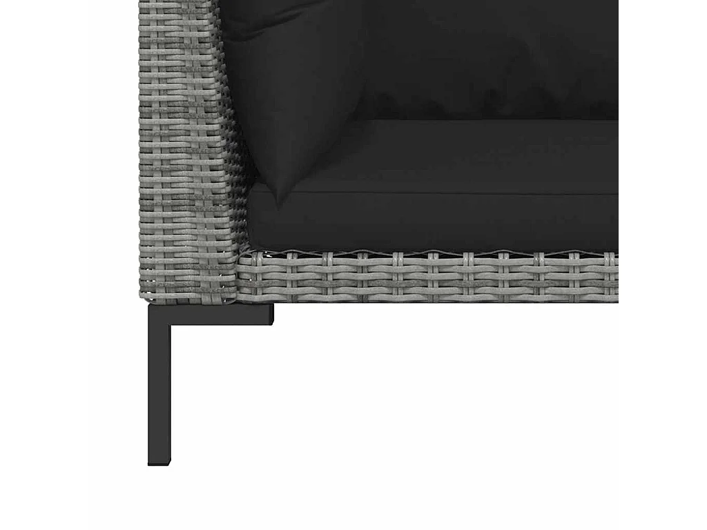 Gartensofas 2 Stk. mit Kissen Halbrundes Poly Rattan