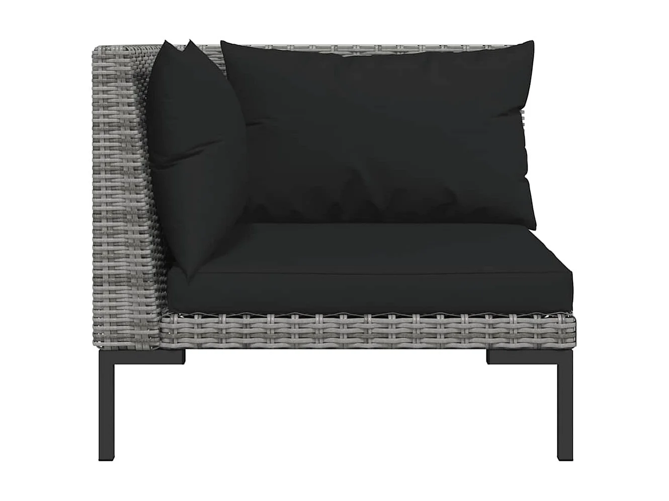 Gartensofas 2 Stk. mit Kissen Halbrundes Poly Rattan