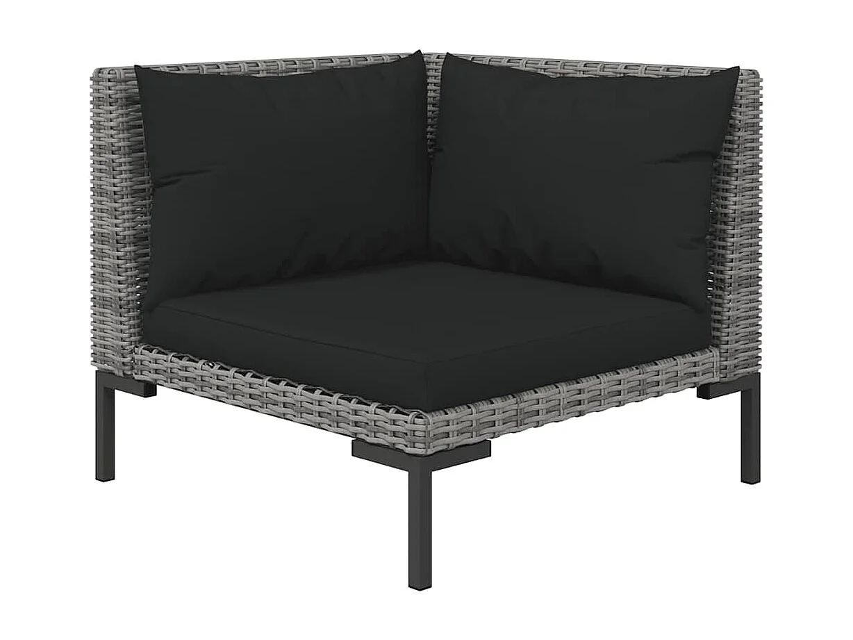 Gartensofas 2 Stk. mit Kissen Halbrundes Poly Rattan
