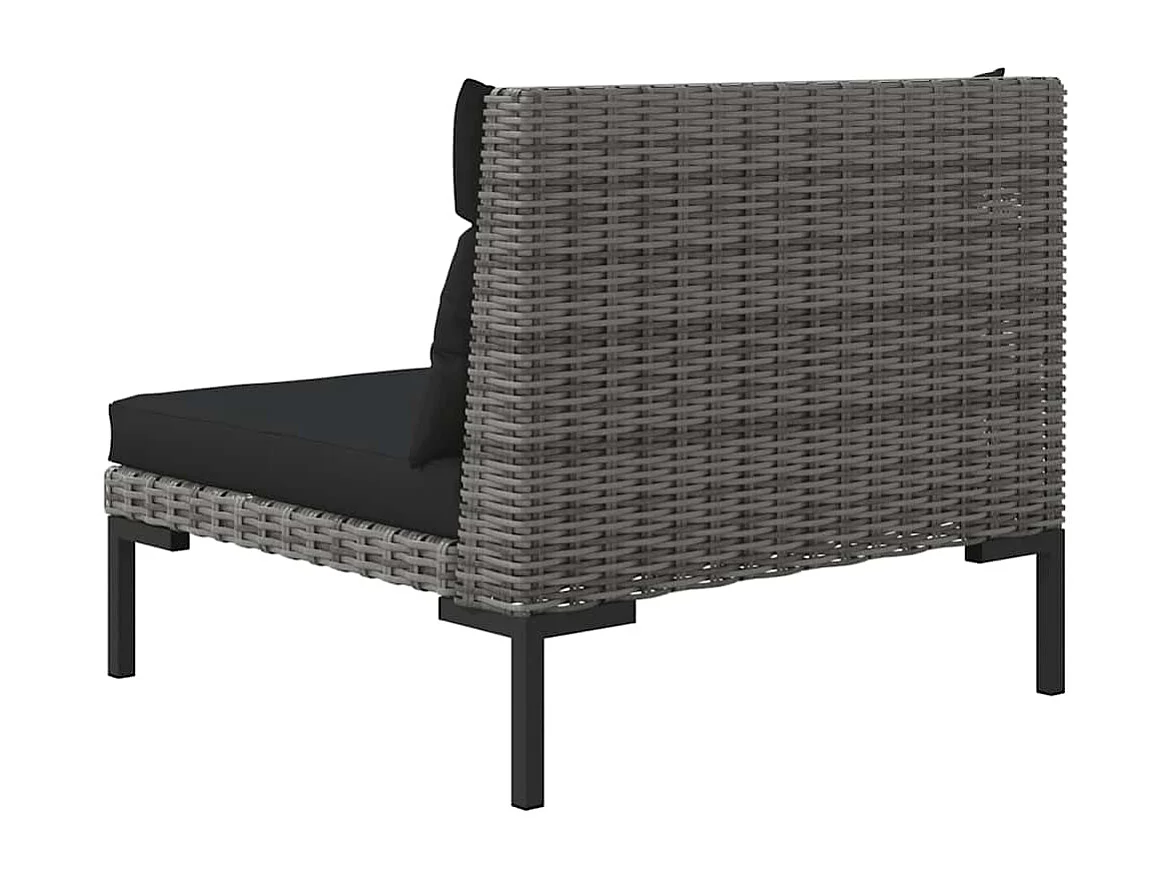 Gartensofas 2 Stk. mit Kissen Halbrundes Poly Rattan