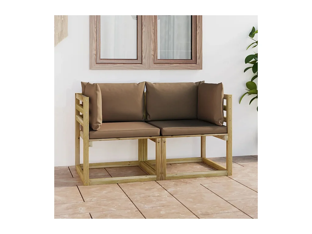 Sofás de canto p/ jardim c/ almofadões 2pcs pinho impreg. verde