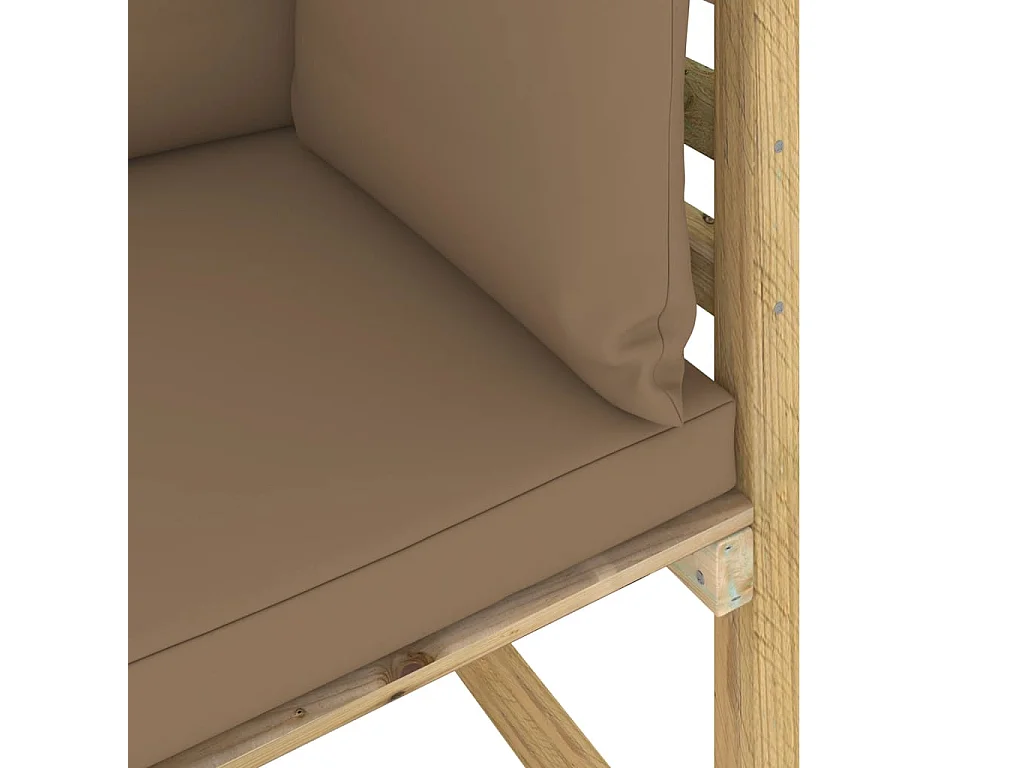 Tuinhoekbanken 2 st met kussens groen geïmpregneerd grenenhout