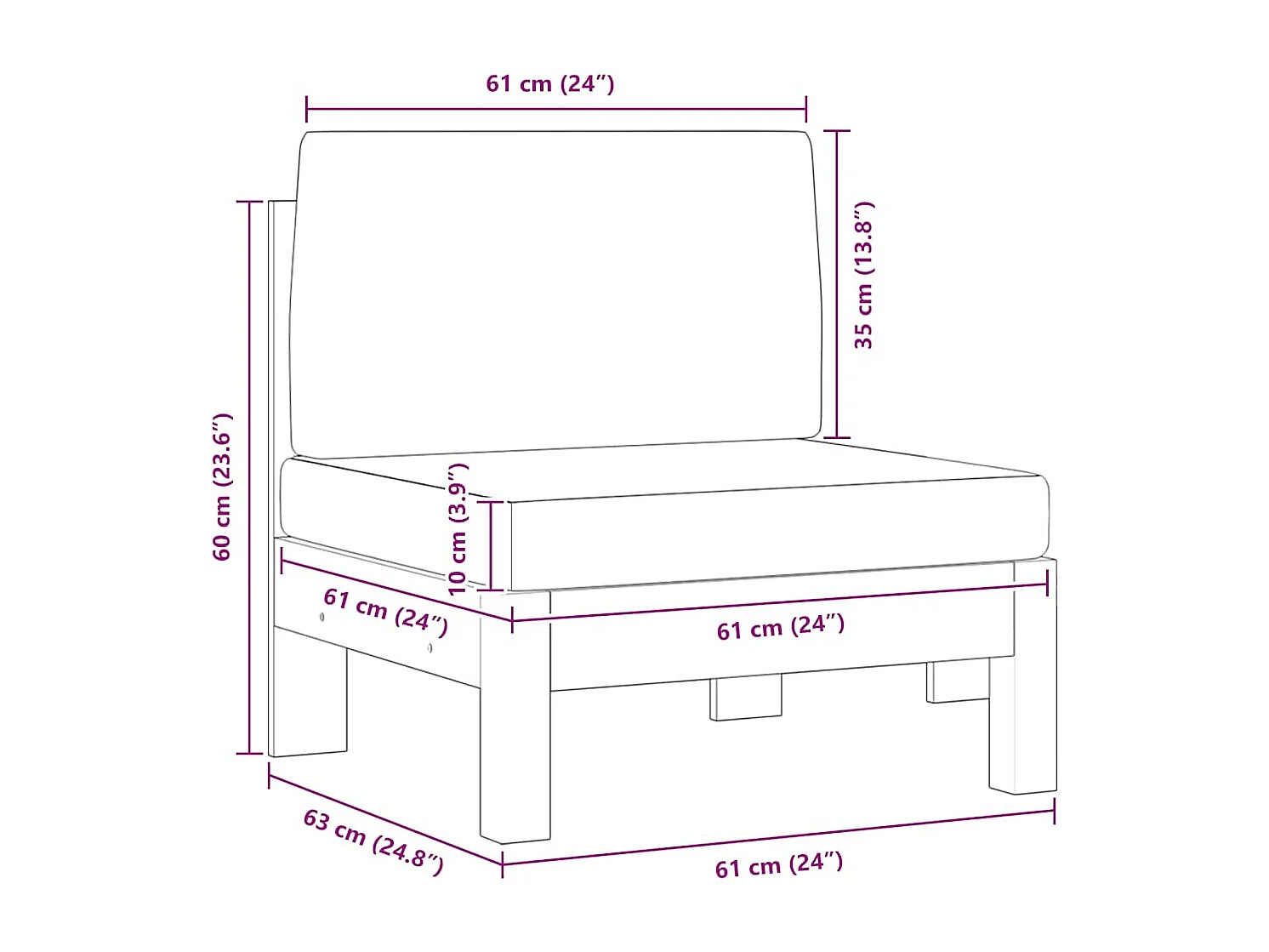 Mittelsofas 2 Stk. mit Cremeweißen Kissen Massivholz Akazie