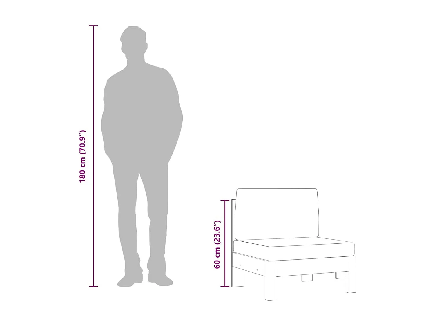 Sofá central 2 piezas cojines blanco crema madera de acacia