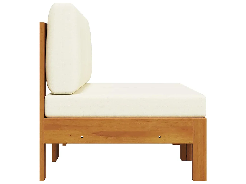 Mittelsofas 2 Stk. mit Cremeweißen Kissen Massivholz Akazie