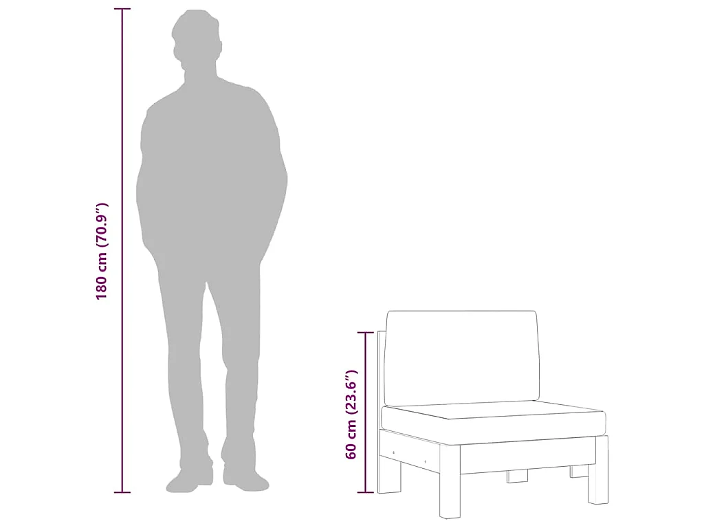Mittelsofas 2 Stk. mit Cremeweißen Kissen Massivholz Akazie