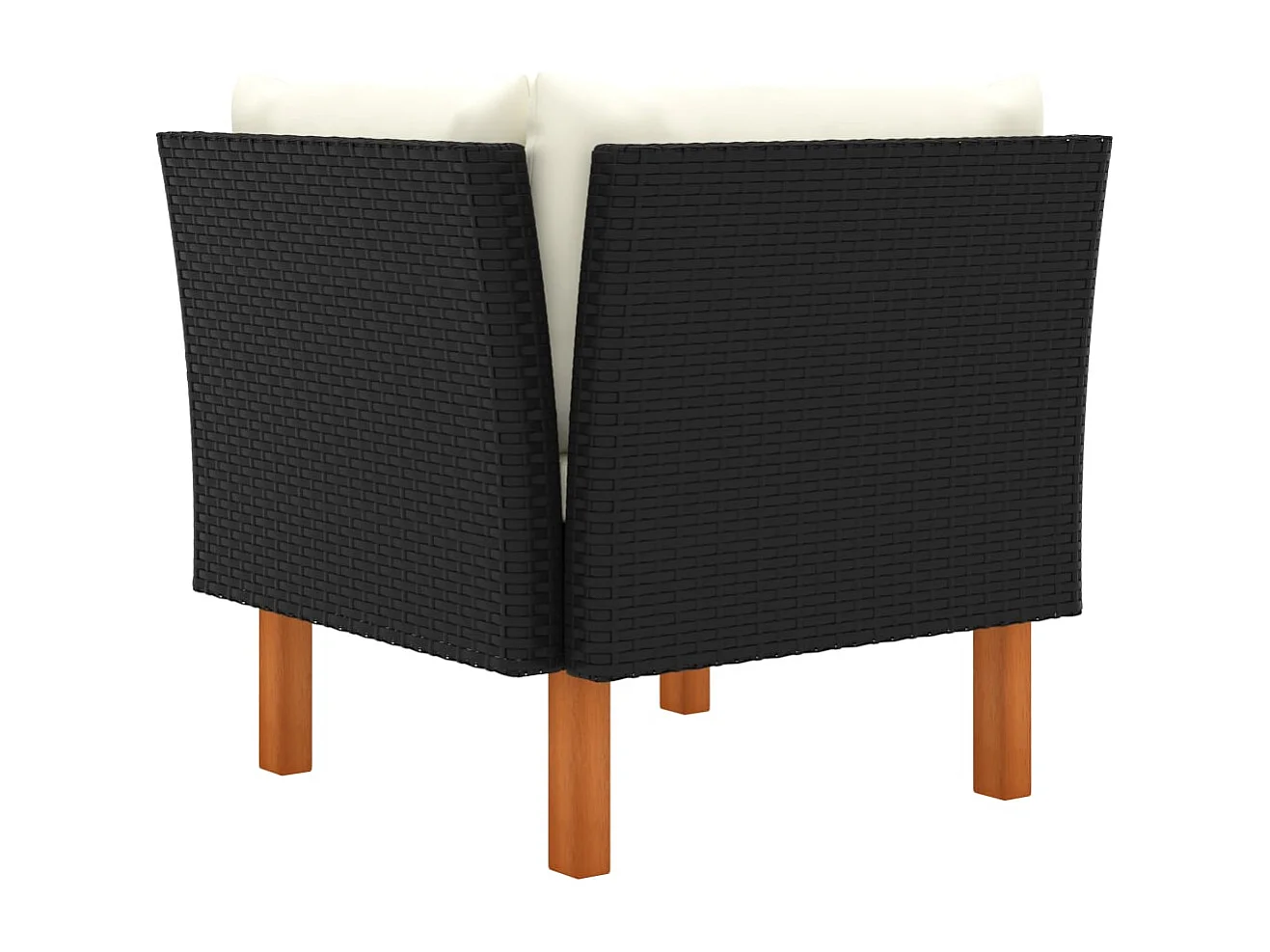 Ecksofas 2 Stk. Poly Rattan und Eukalyptus Massivholz