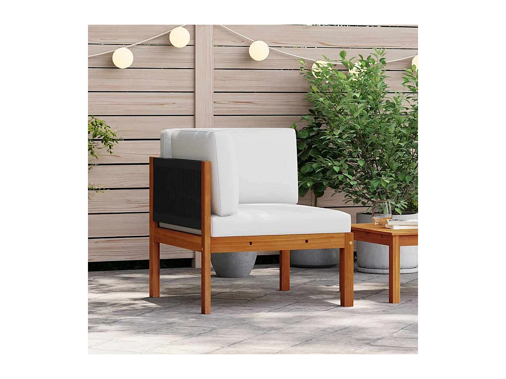 Garten-Ecksofa mit Kissen Holz Akazie & Seil