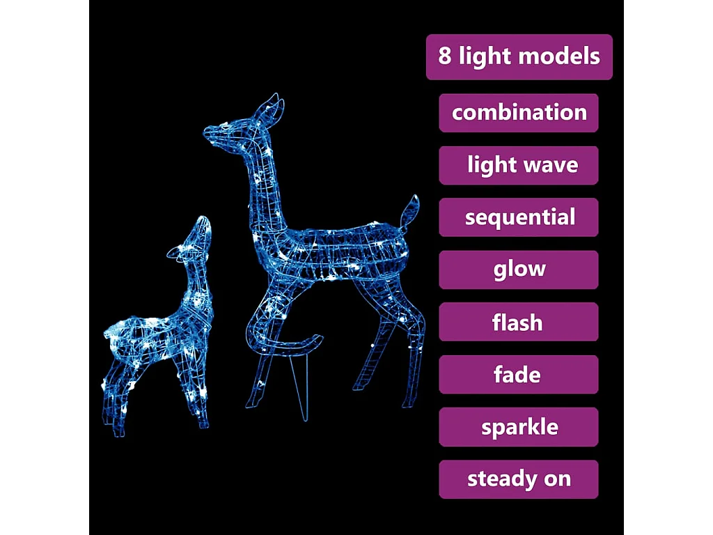 Famille de rennes de décoration Acrylique 160 LED bleu