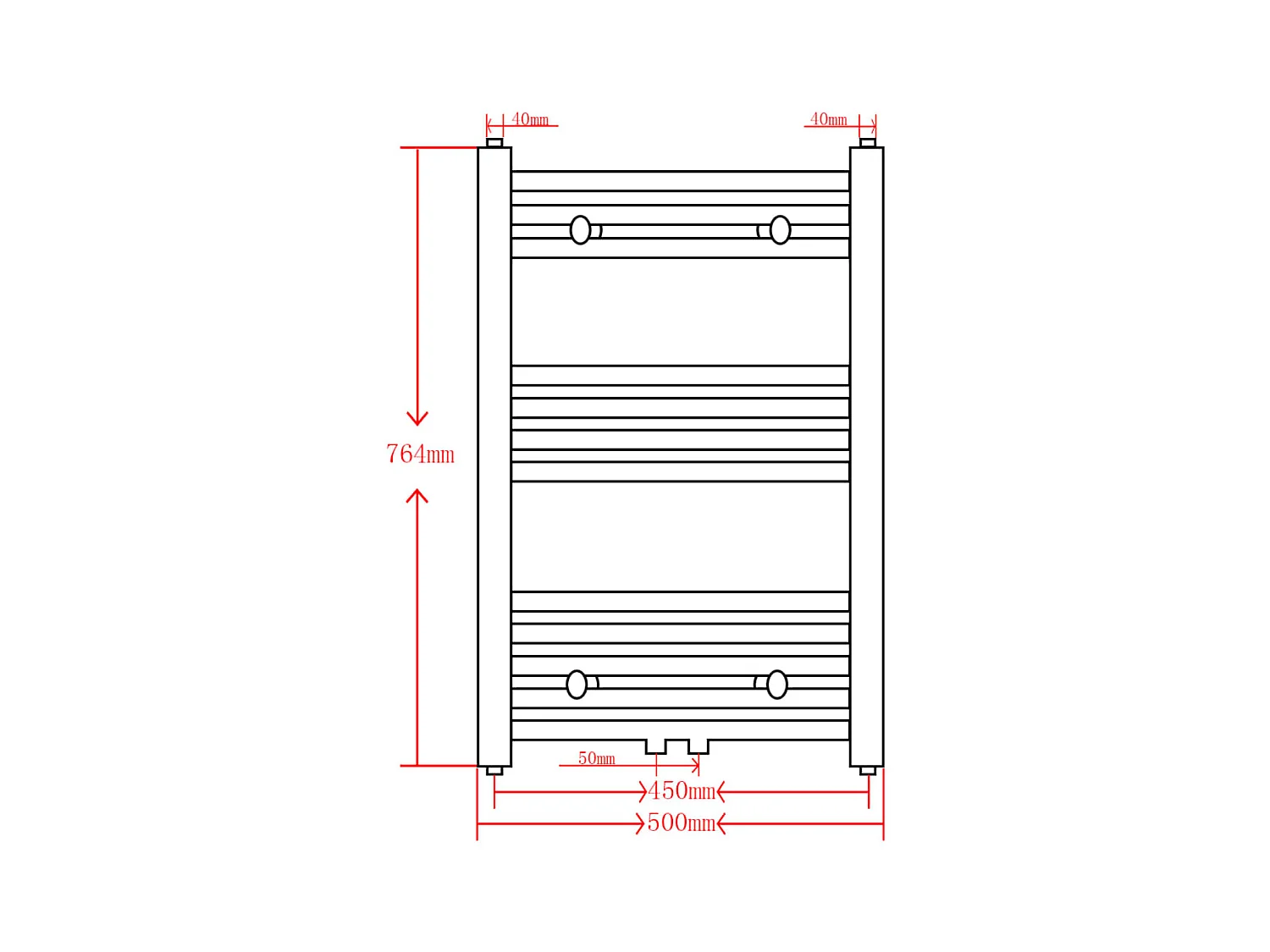 Radiator / handdoekenrek recht 500x764 mm grijs