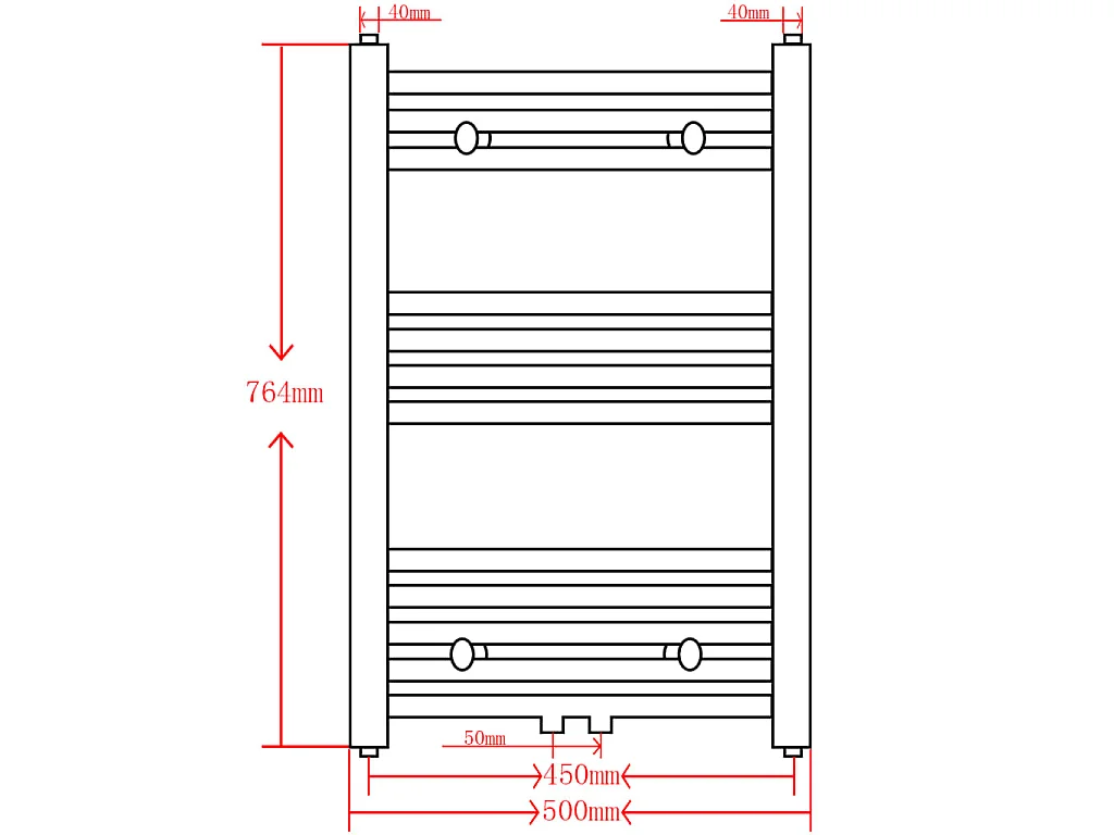 Handtuchheizkörper Warmwasser Gerade Grau 500x764 mm