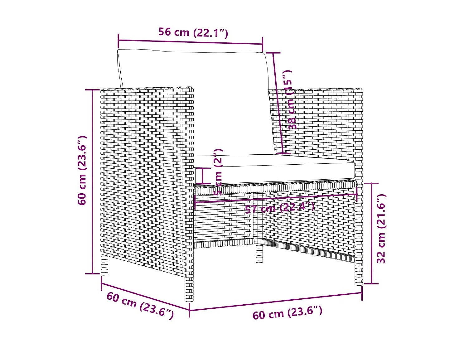 Canapé de jardin avec coussins Gris Résine tressée