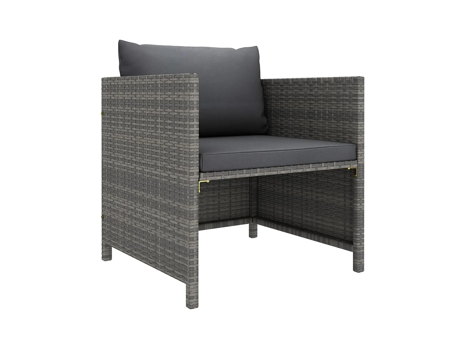Divano da Giardino con Cuscini Grigio in Polyrattan