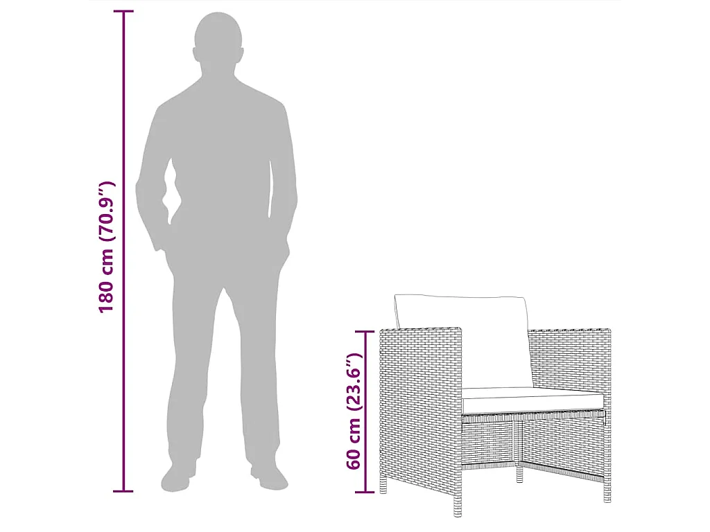 Gartensofa mit Kissen Grau Poly Rattan