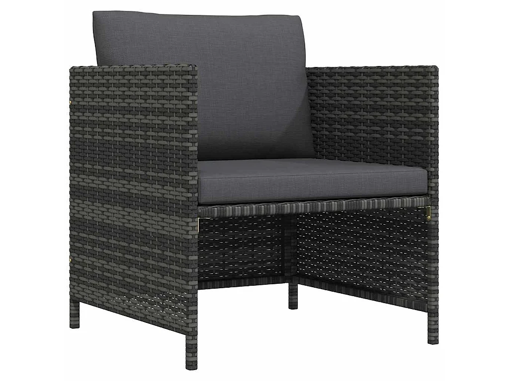Gartensofa mit Kissen Grau Poly Rattan