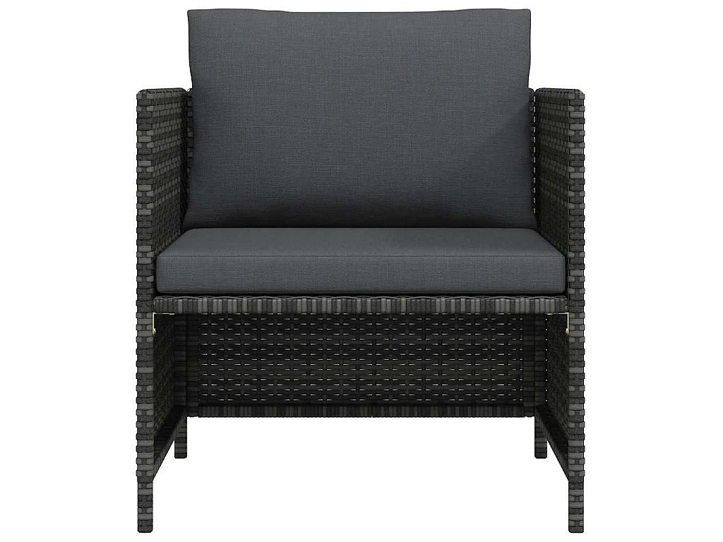 Gartensofa mit Kissen Grau Poly Rattan