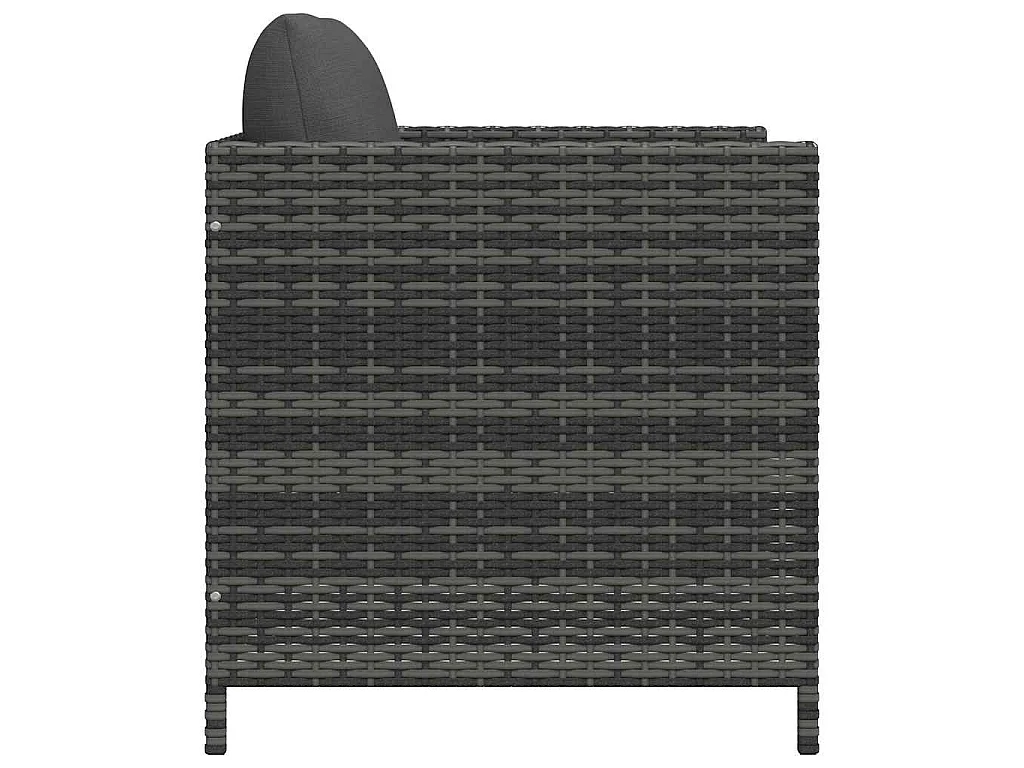Gartensofa mit Kissen Grau Poly Rattan