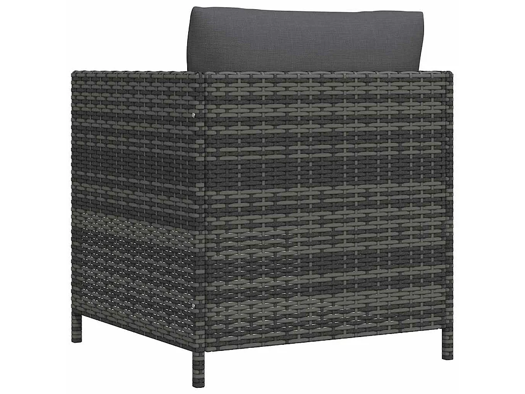 Gartensofa mit Kissen Grau Poly Rattan