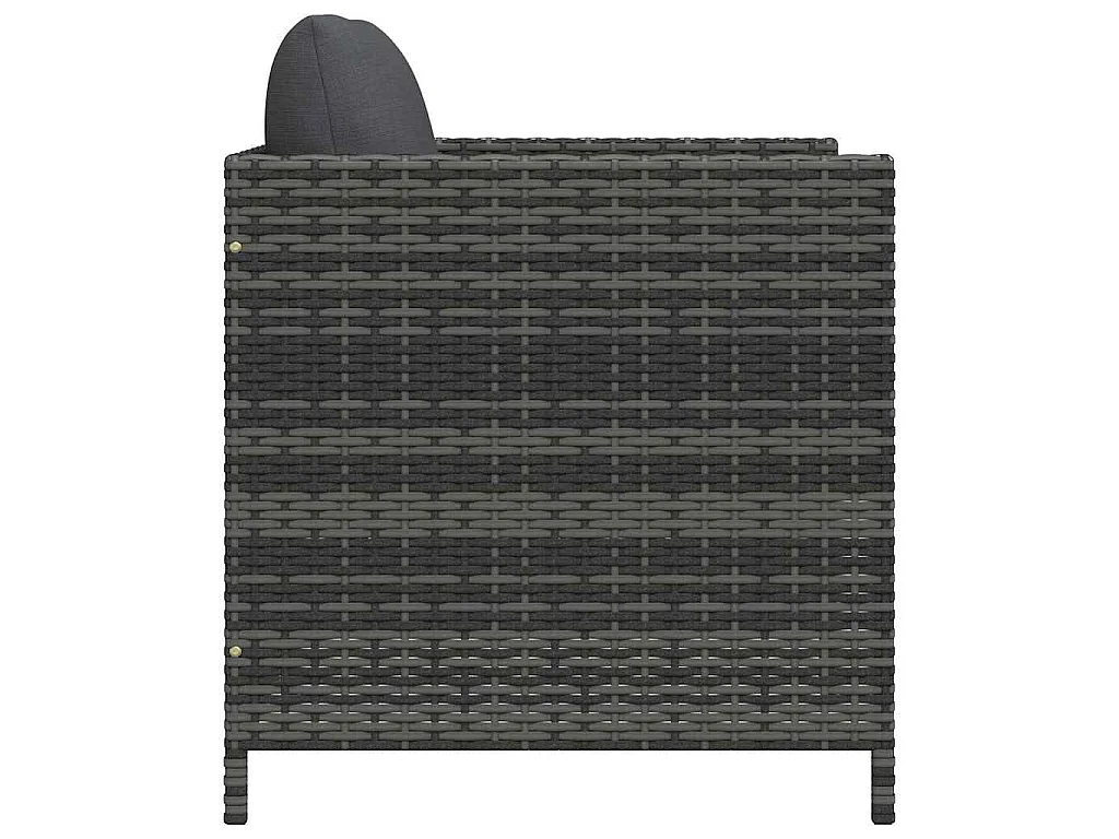 Canapé de jardin avec coussins Gris Résine tressée