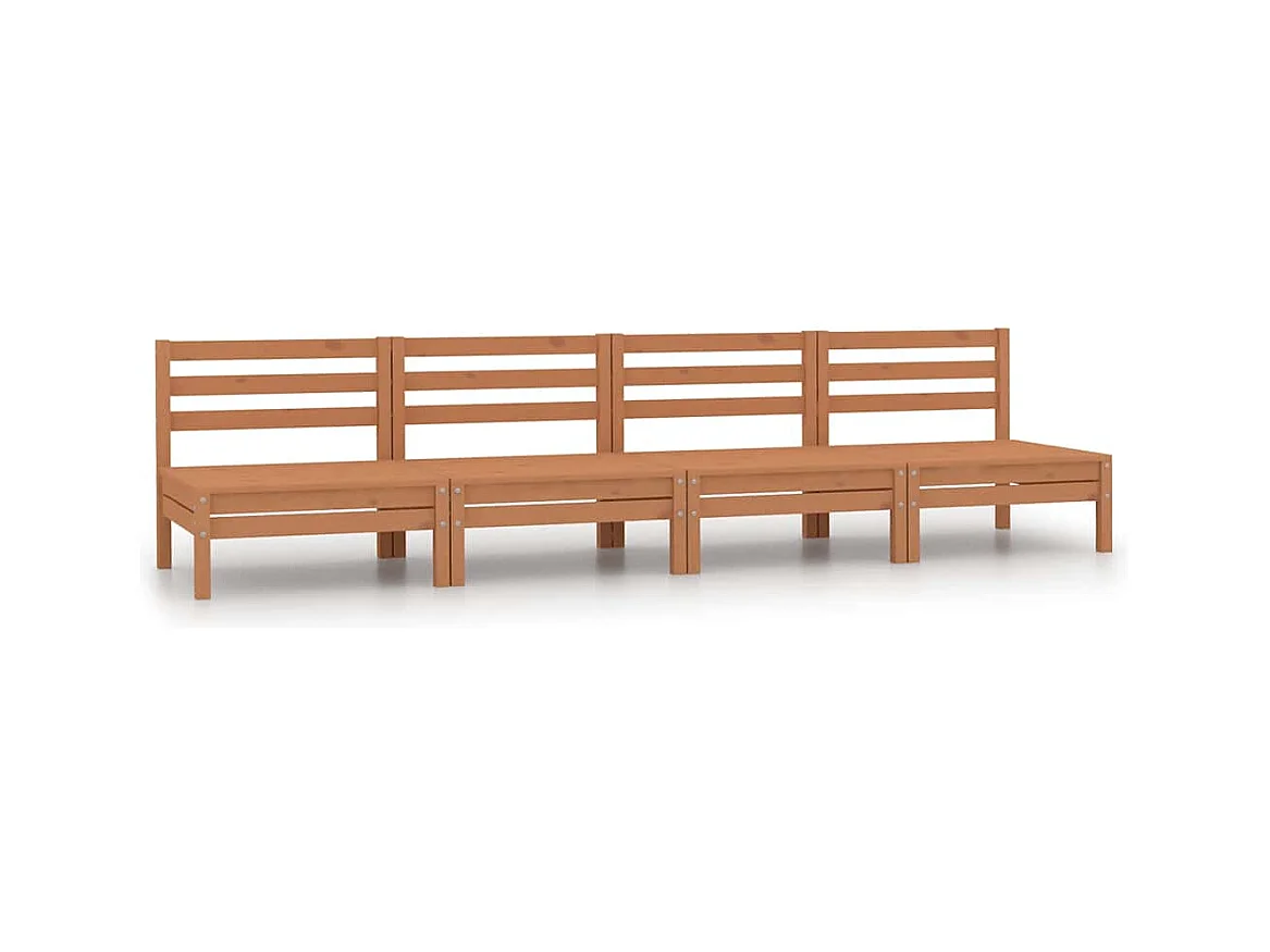 Canapés centraux de jardin 4 pcs marron miel bois de pin massif