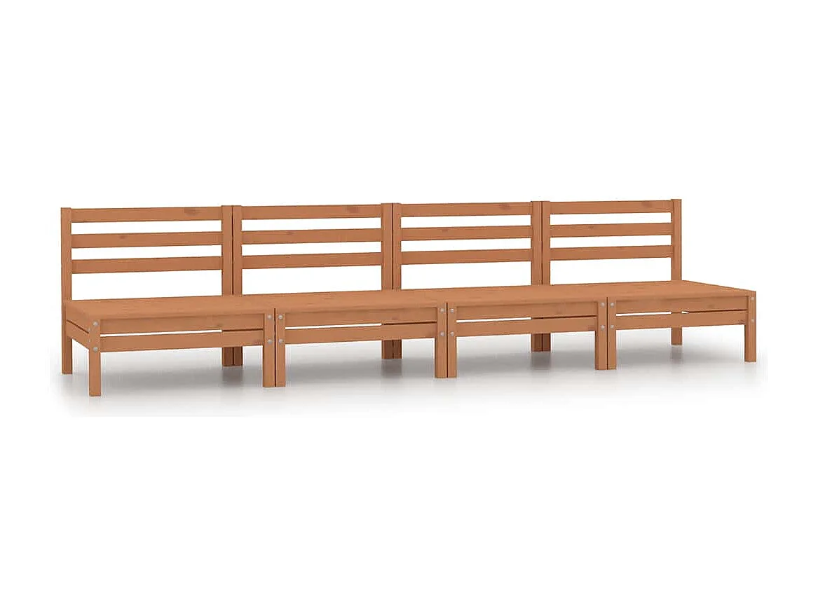 Canapés centraux de jardin 4 pcs marron miel bois de pin massif