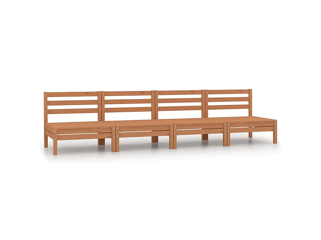 Canapés centraux de jardin 4 pcs marron miel bois de pin massif