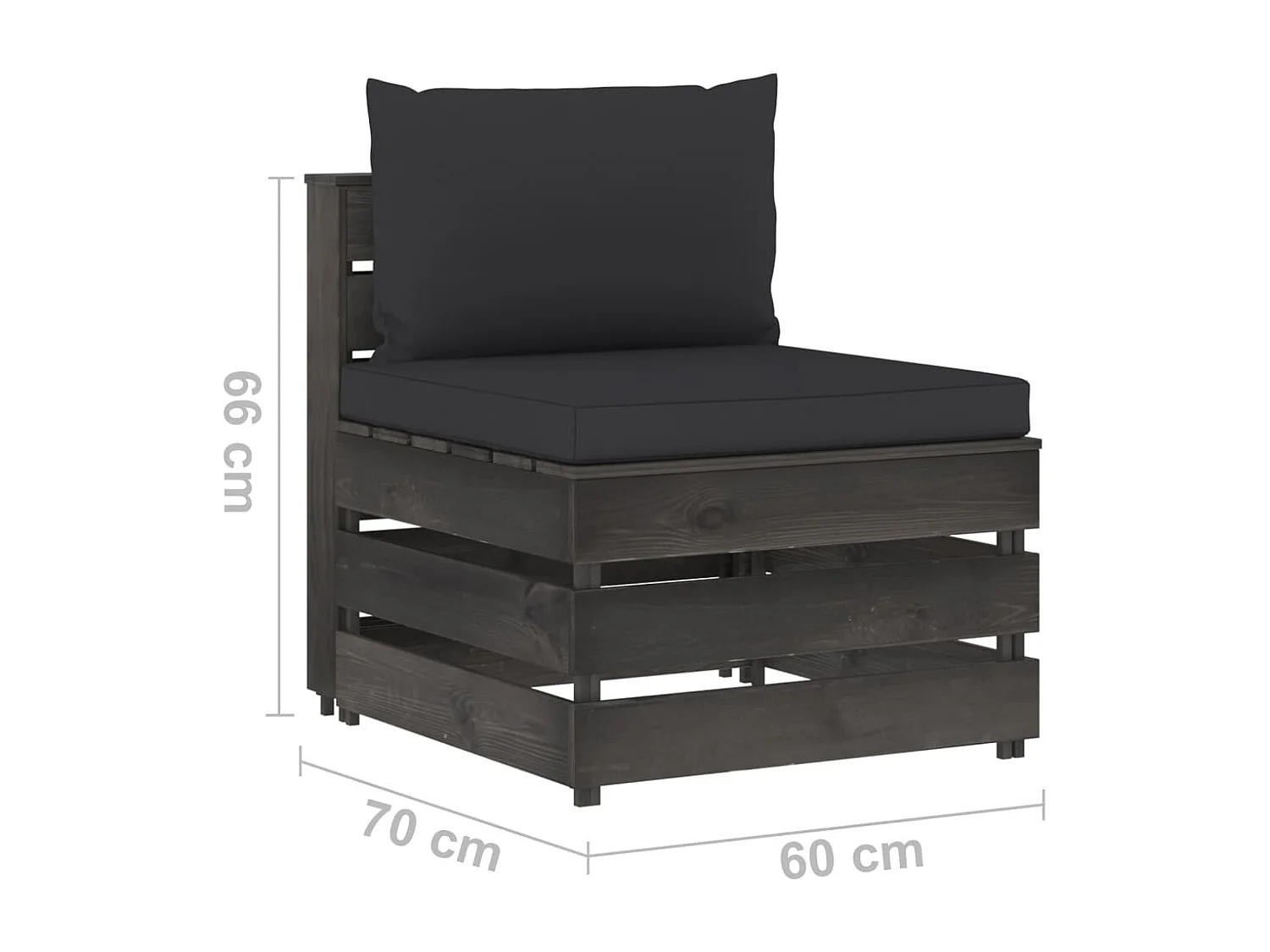 Canapé central sectionnel avec coussins Bois imprégné de gris