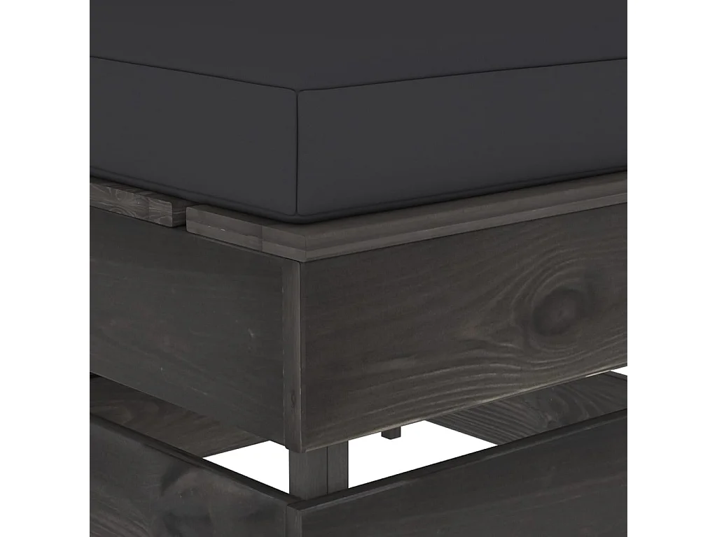Divano Centrale Modulare con Cuscini in Legno Impregnato Grigio