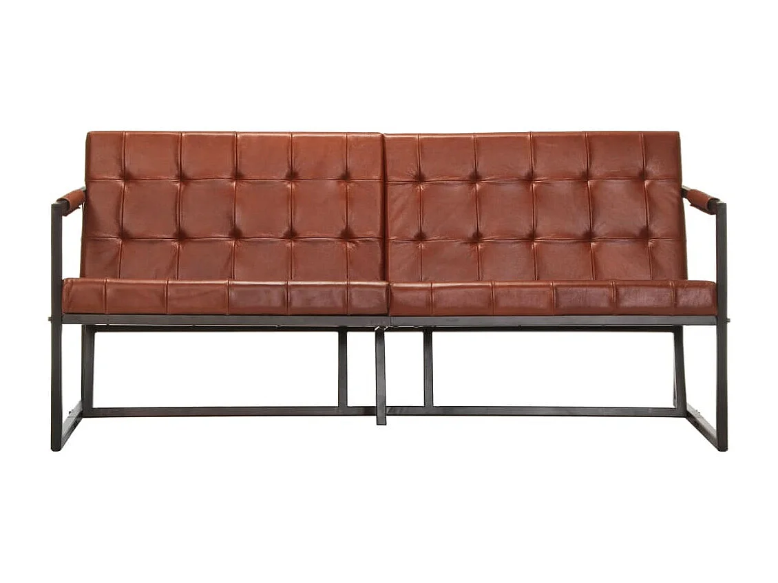 Driezitsbank echt geitenleer bruin