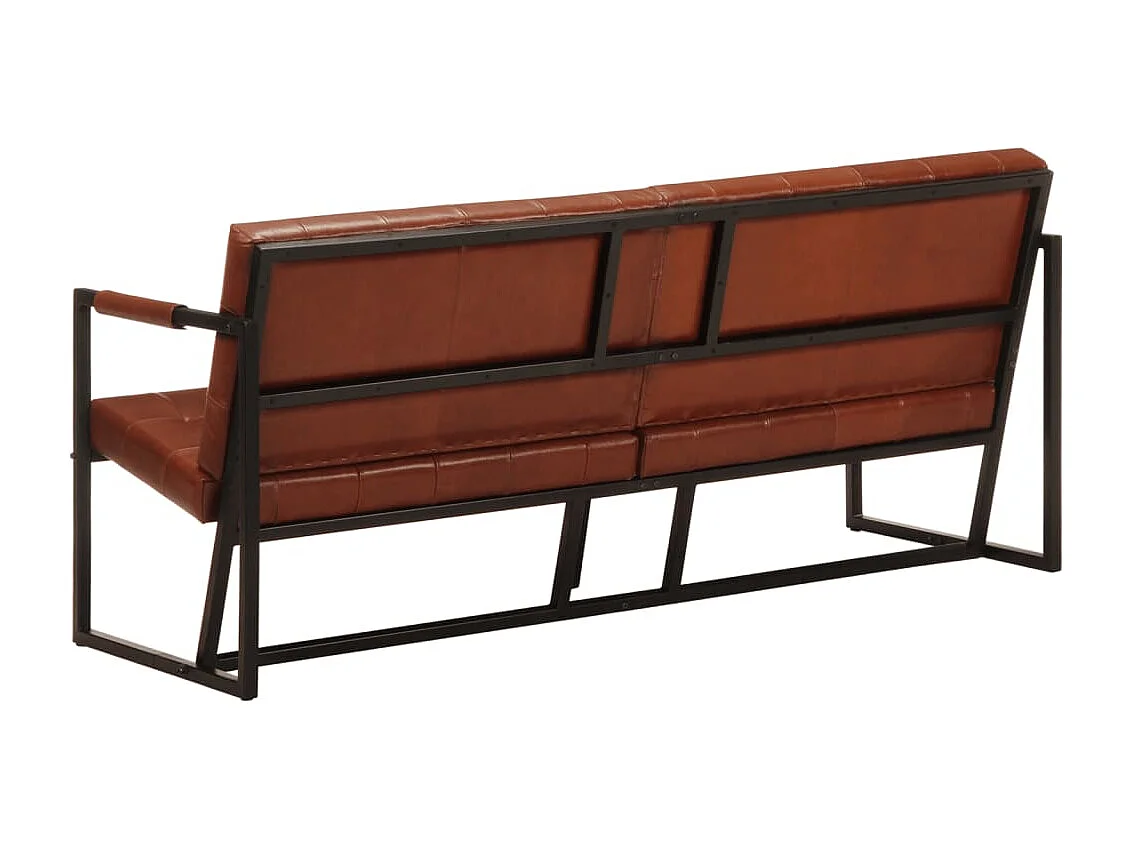 Sofá de 3 lugares couro de cabra genuíno castanho