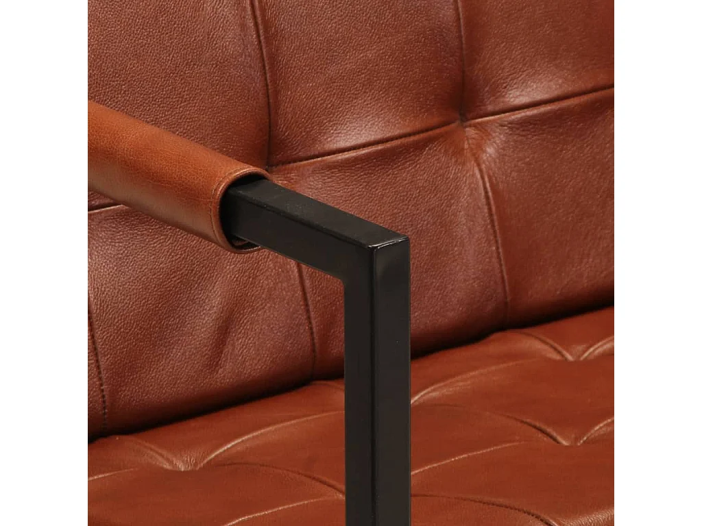 Sofá de 3 lugares couro de cabra genuíno castanho