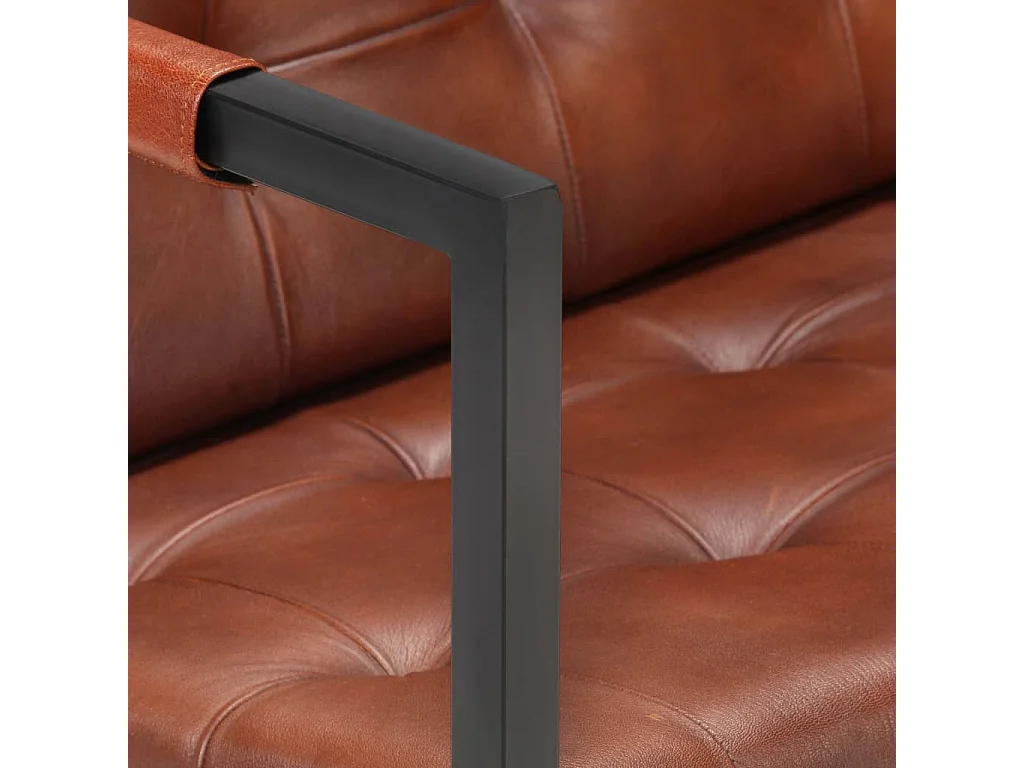 Sofá de 3 lugares couro de cabra genuíno castanho