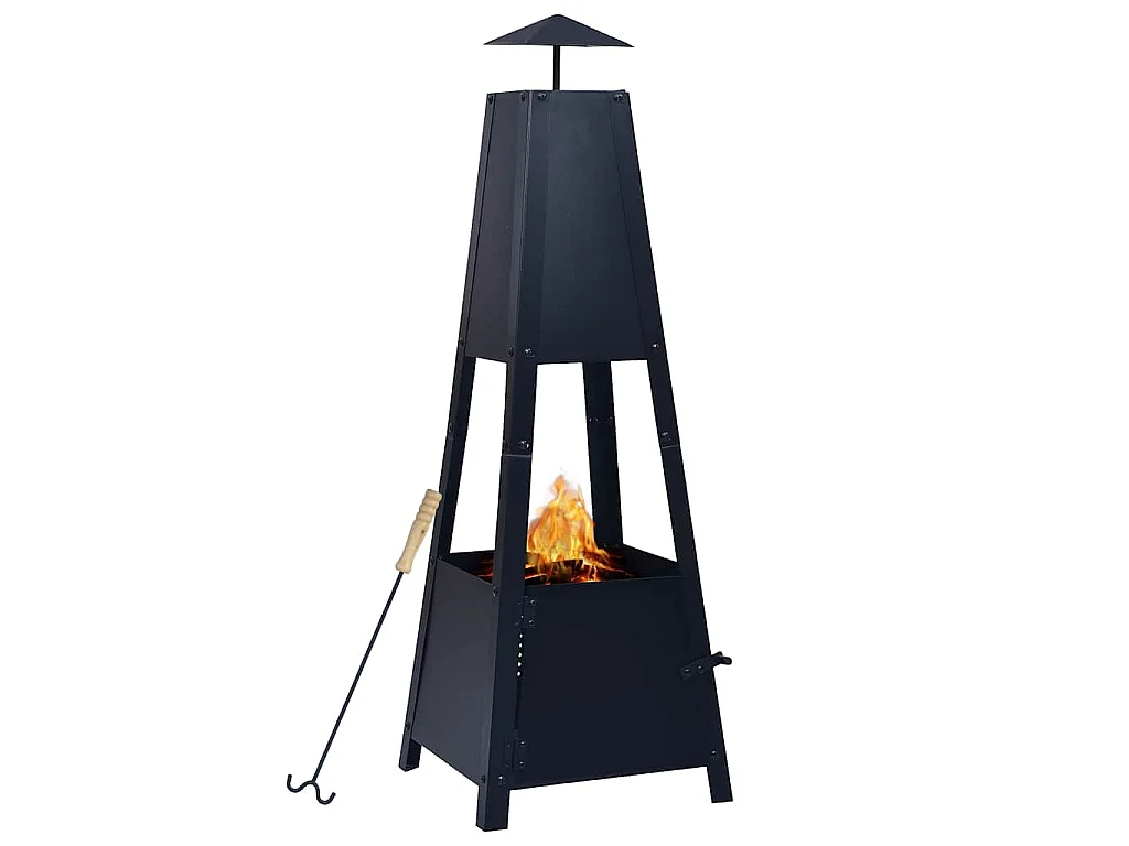 Braciere Nero 35x35x99 cm in Acciaio