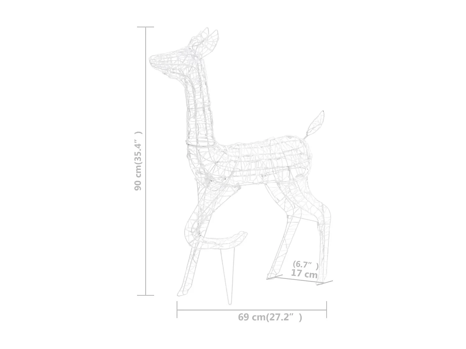 Familia de renos de Navidad acrílico 300 LEDs blanco frío