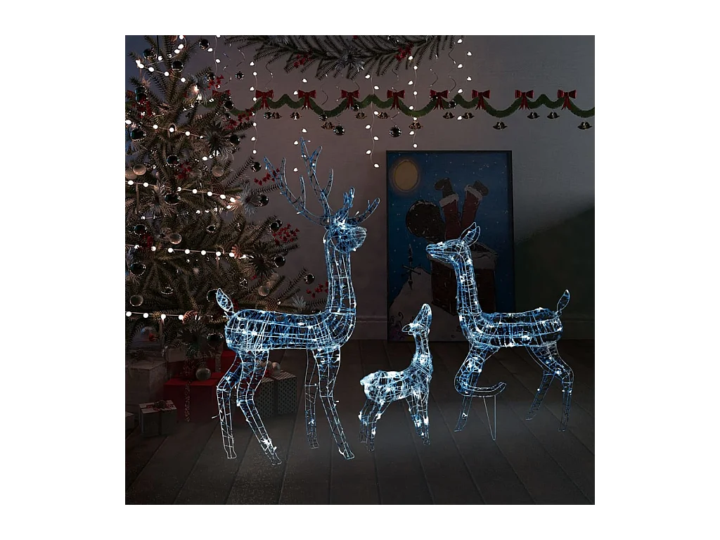 Famille de rennes de décoration Acrylique 300 LED blanc froid