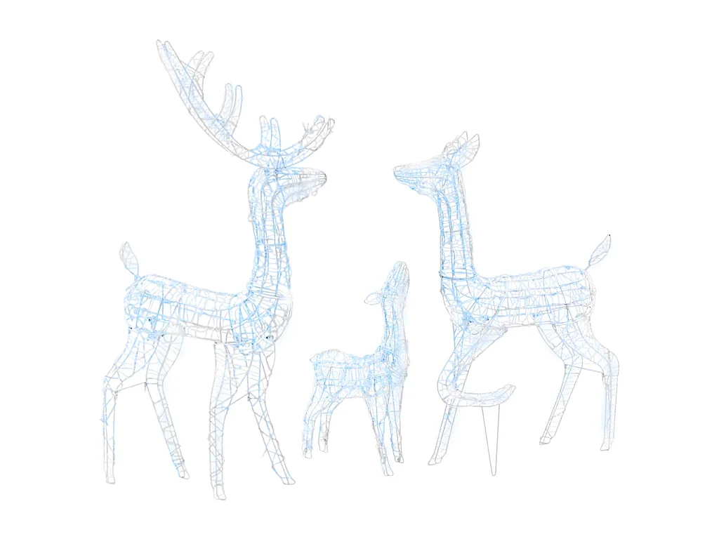 Kerstversiering rendierfamilie 300 LED's koudwit acryl