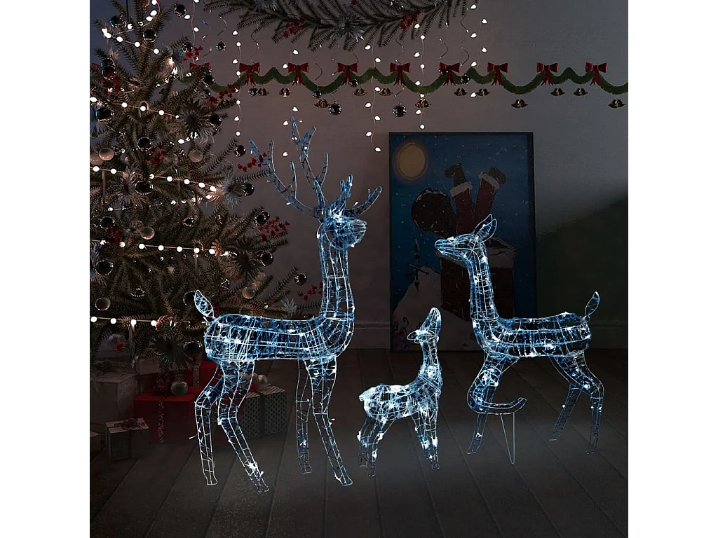 Kerstversiering rendierfamilie 300 LED's koudwit acryl