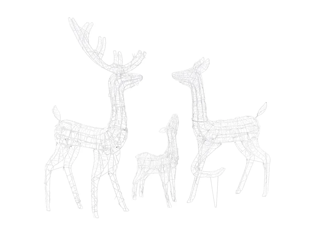 Kerstversiering rendierfamilie 300 LED's koudwit acryl