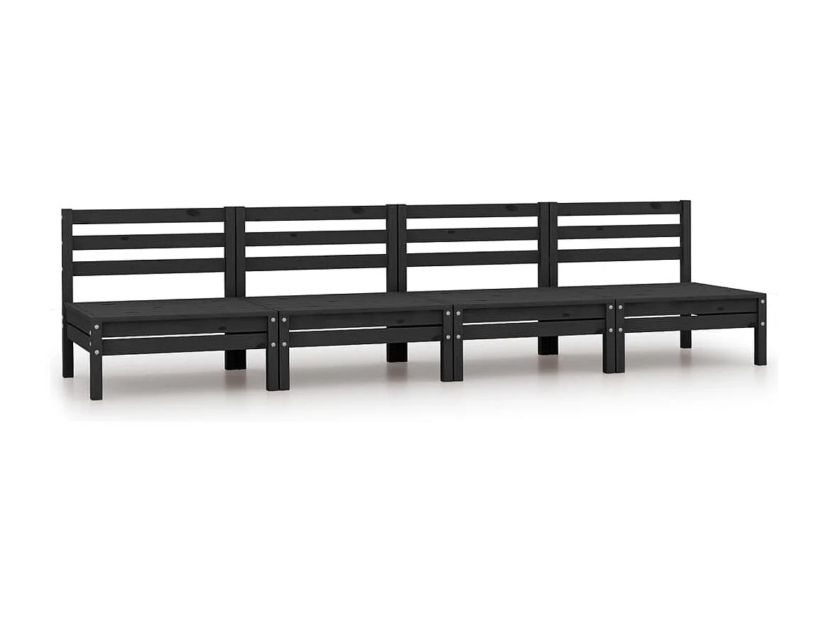 Garten-Mittelsofas 4 Stk. Schwarz Massivholz Kiefer