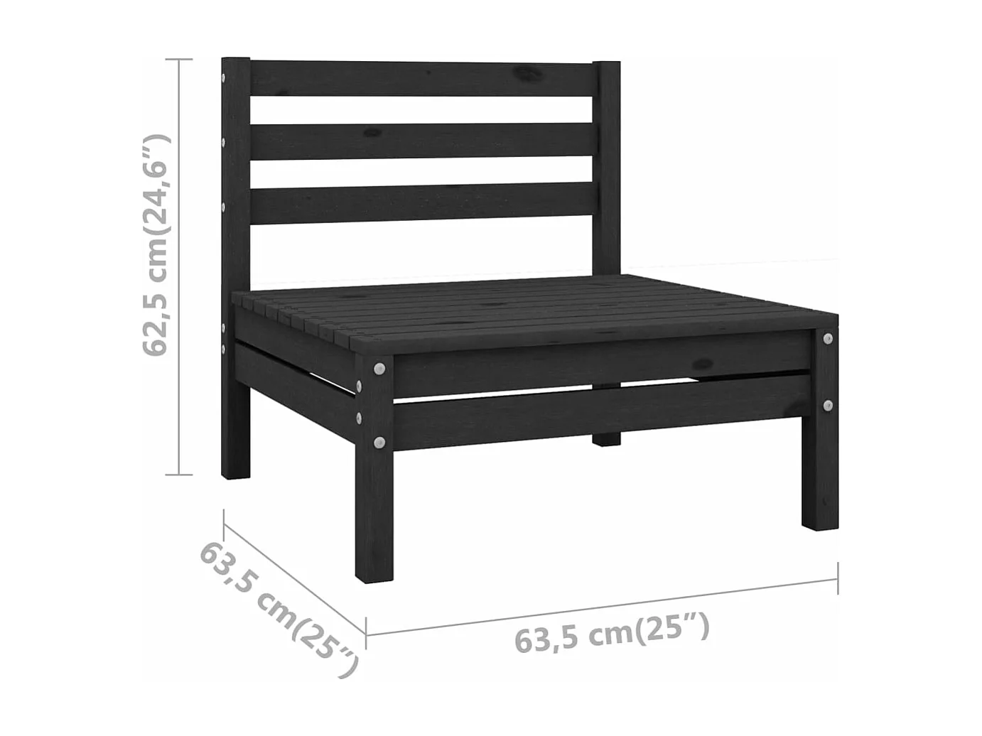 Garten-Mittelsofas 4 Stk. Schwarz Massivholz Kiefer