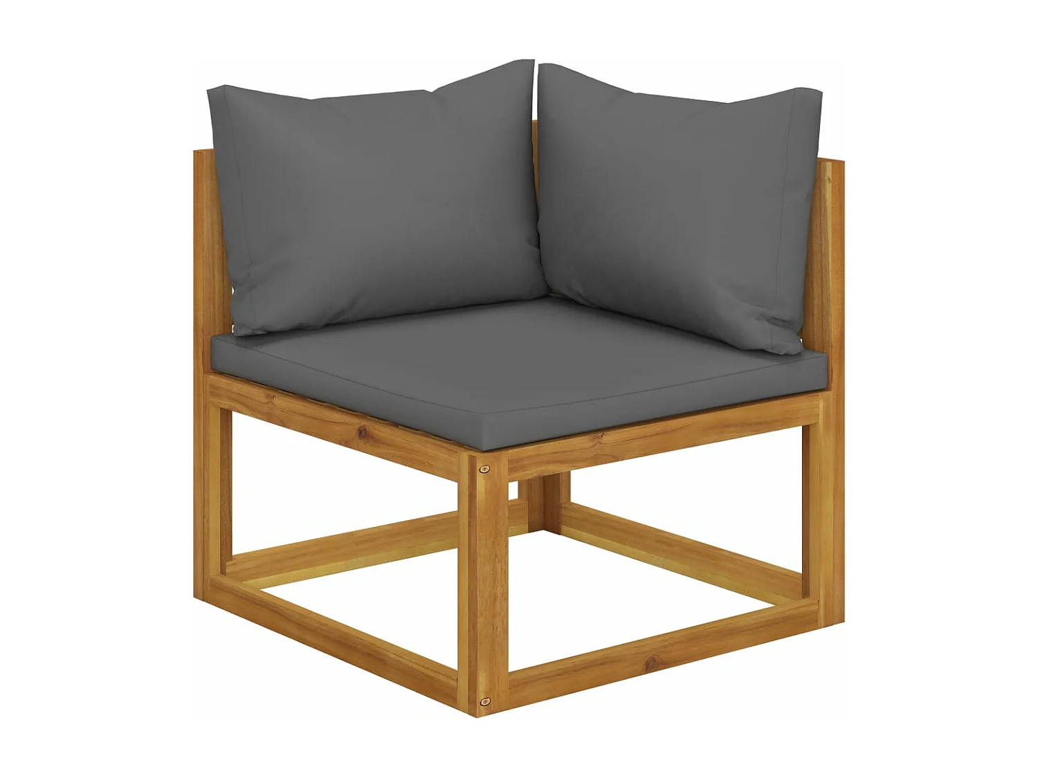 Canapé d'angle sectionnel avec coussin gris foncé Bois d'acacia