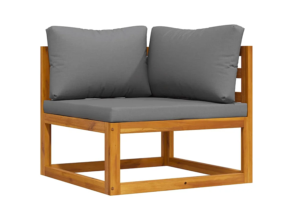Canapé d'angle sectionnel avec coussin gris foncé Bois d'acacia