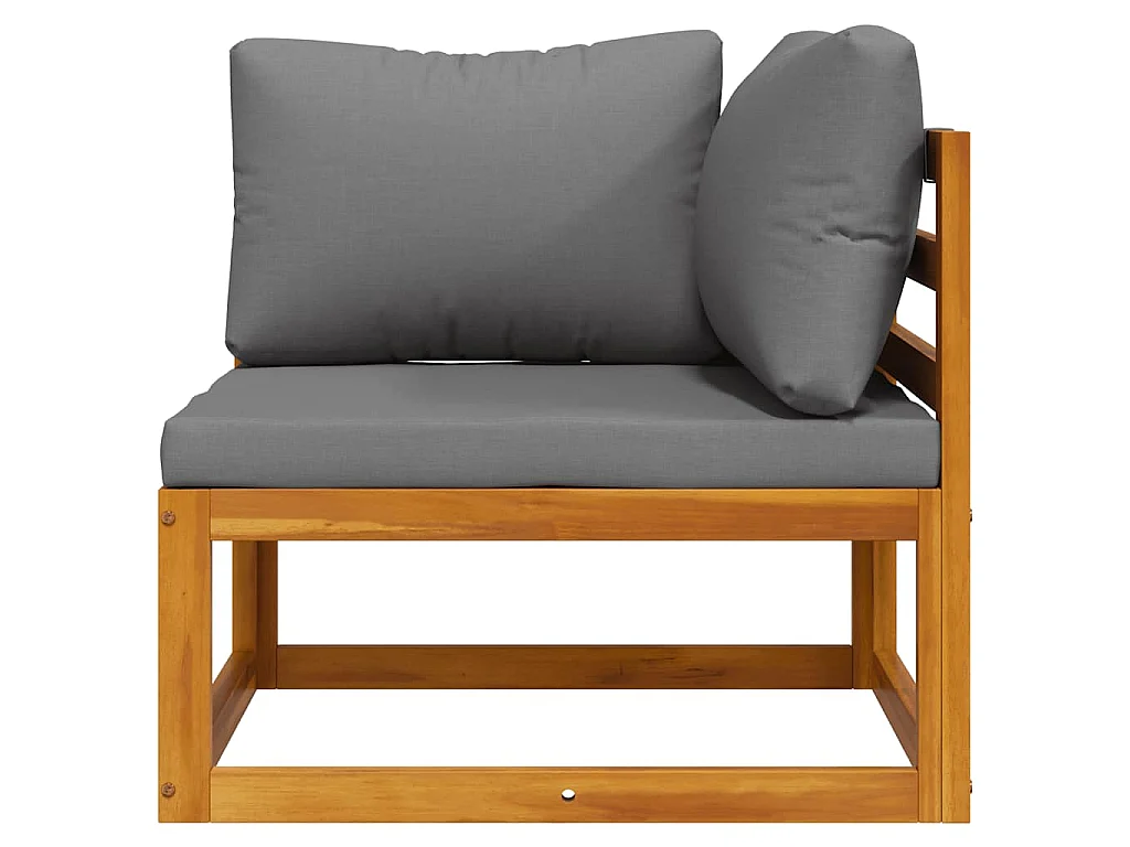 Canapé d'angle sectionnel avec coussin gris foncé Bois d'acacia