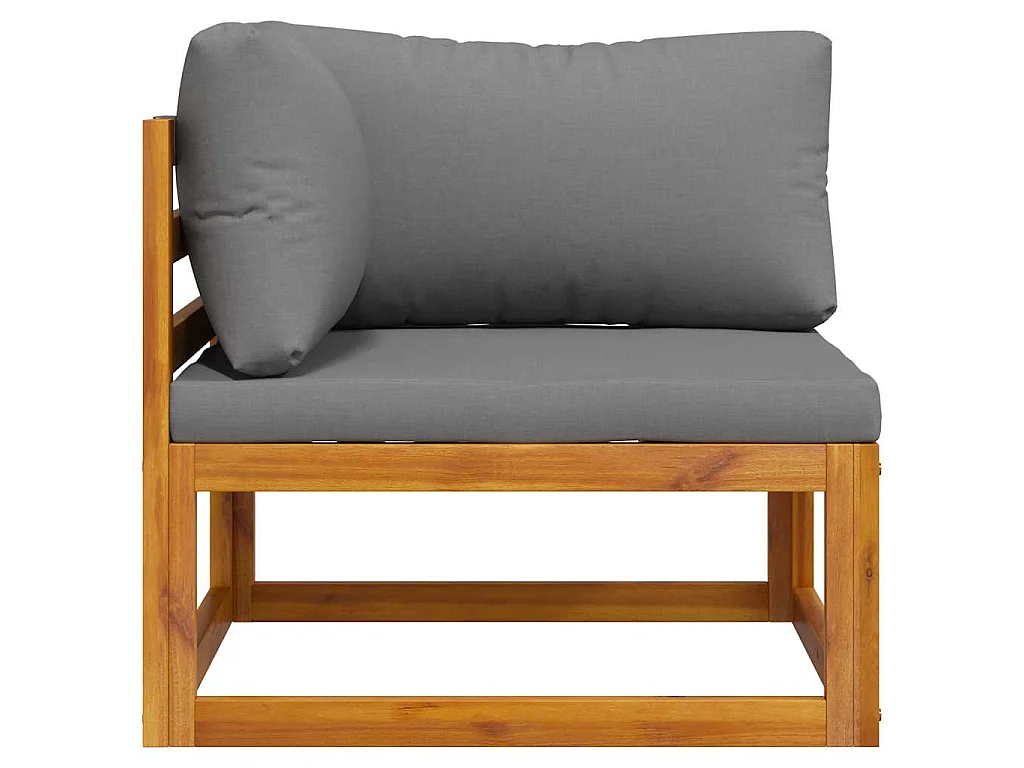 Canapé d'angle sectionnel avec coussin gris foncé Bois d'acacia