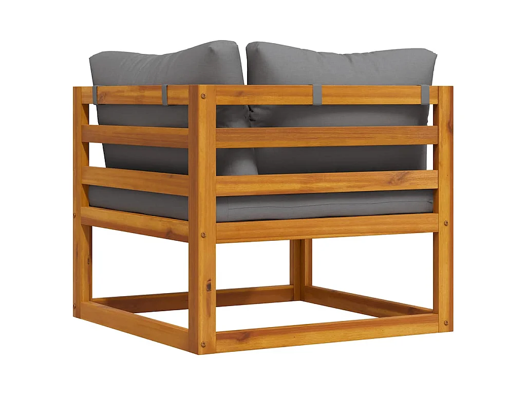 Canapé d'angle sectionnel avec coussin gris foncé Bois d'acacia