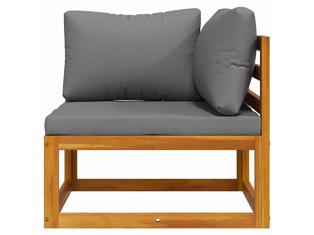 Canapé d'angle sectionnel avec coussin gris foncé Bois d'acacia