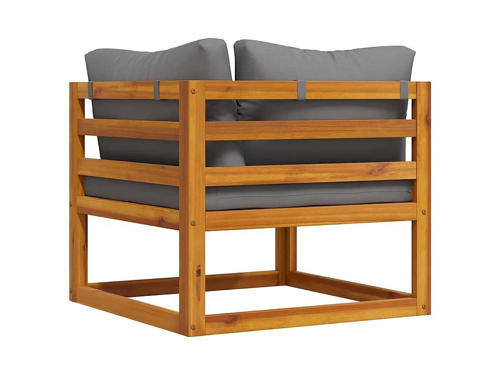 Canapé d'angle sectionnel avec coussin gris foncé Bois d'acacia