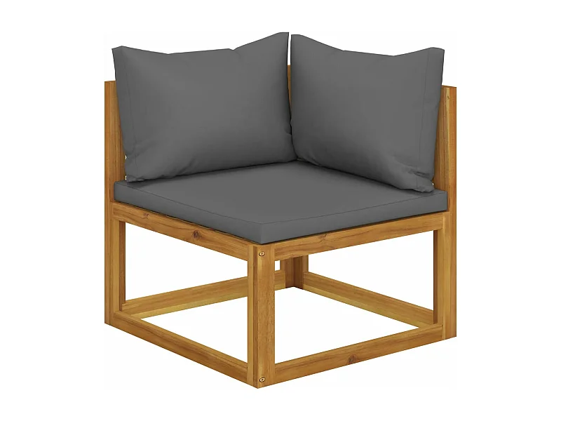 Canapé d'angle sectionnel avec coussin gris foncé Bois d'acacia