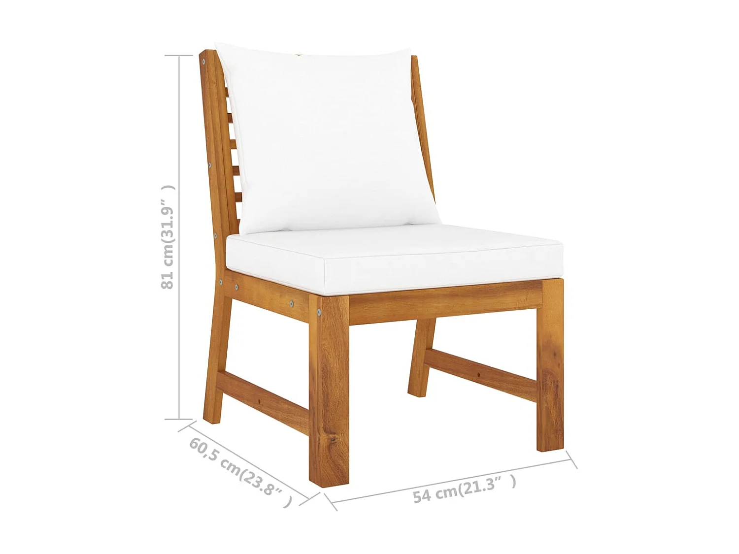 Sofá de centro seccional c/ almofadão cor creme acácia maciça