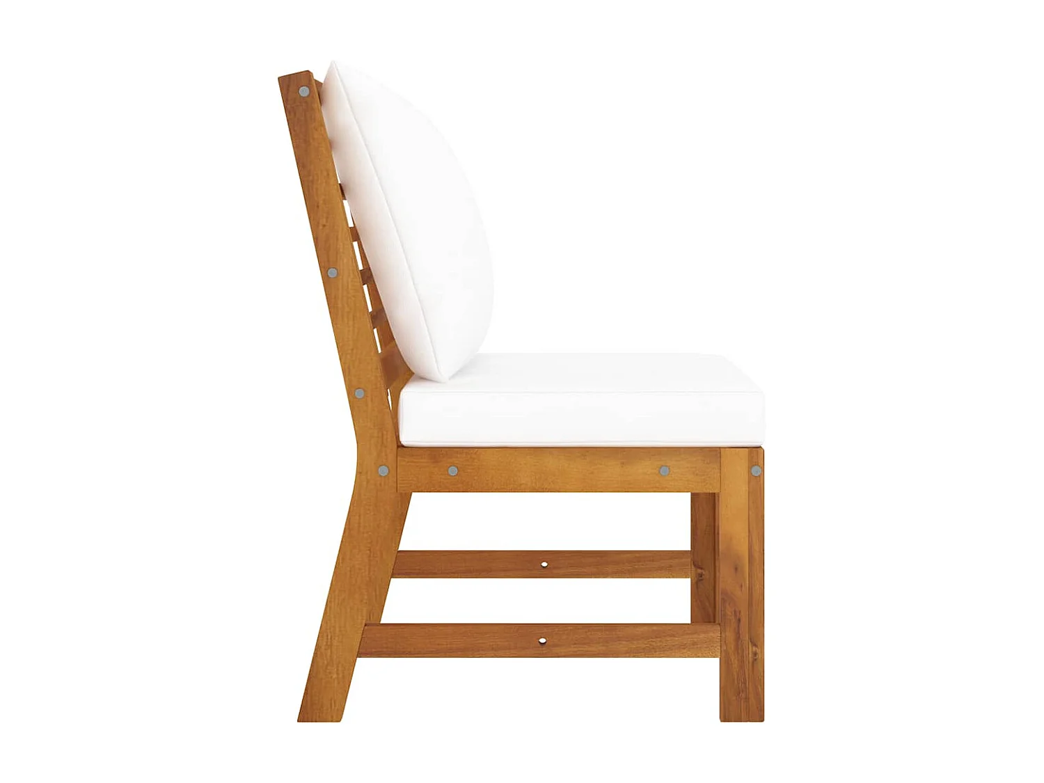 Modular-Mittelsofa mit Cremeweißen Kissen Akazie Massivholz